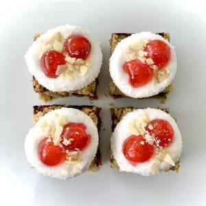 Cherry Bakewell flapjack vegan gluten-free treat