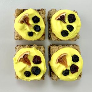 Lemon Blueberry flapjack vegan gluten-free treat