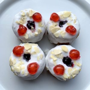 Cherry Bakewell Vegan Gluten-Free Baked Doughnuts