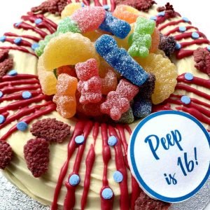 Giant doughnut filled with sweets